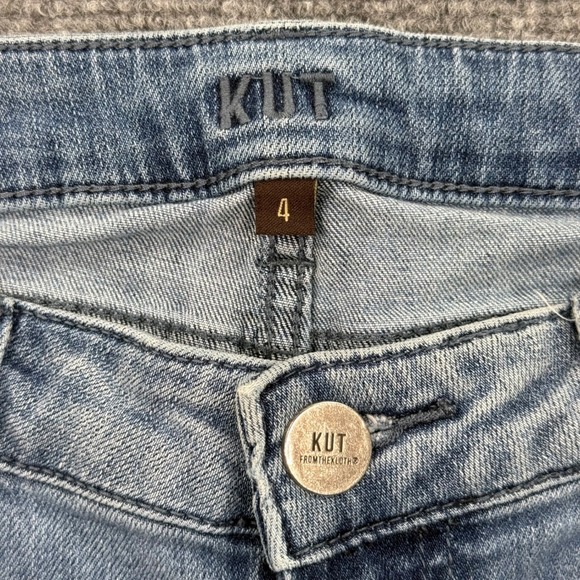 KUT From The Kloth Womens Size 4 Crop Straight Leg Jeans Light Wash Distressed - Picture 4 of 13
